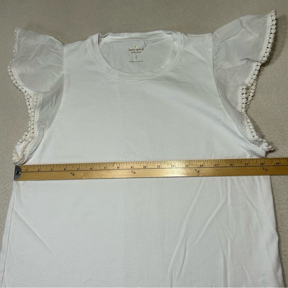 KATE SPADE Womens Flutter Sleeve Tee White Size M - Picture 10 of 11